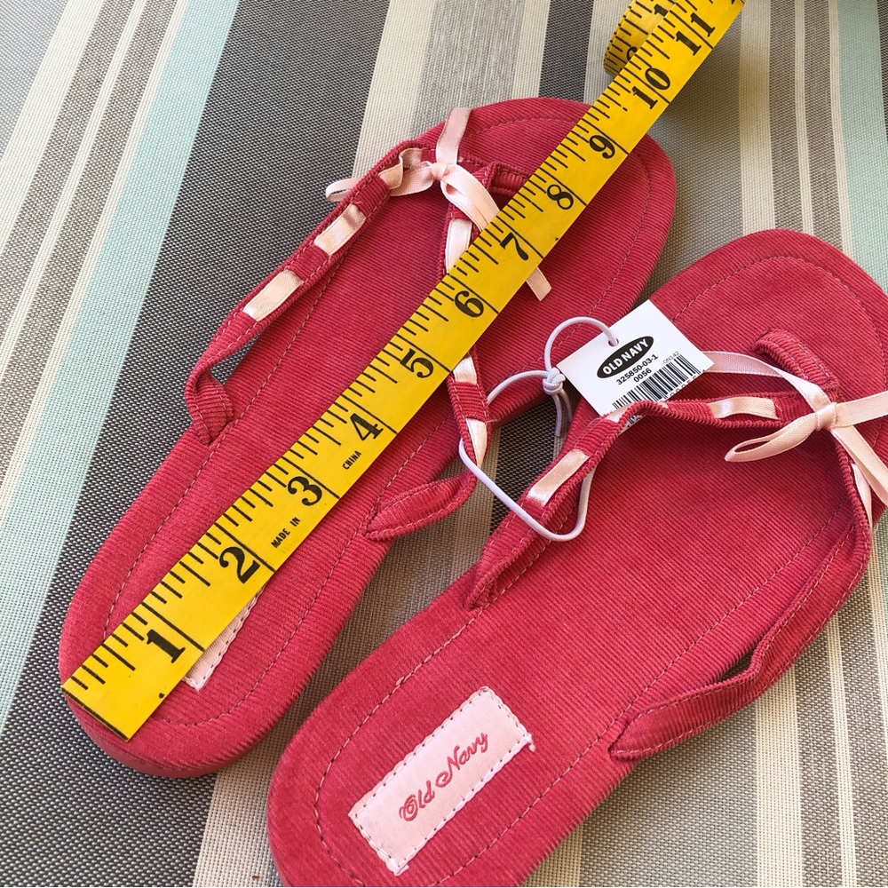 Old Navy Corduroy Cloth Thong  flip-flops, Ribbon Bow Coral Red